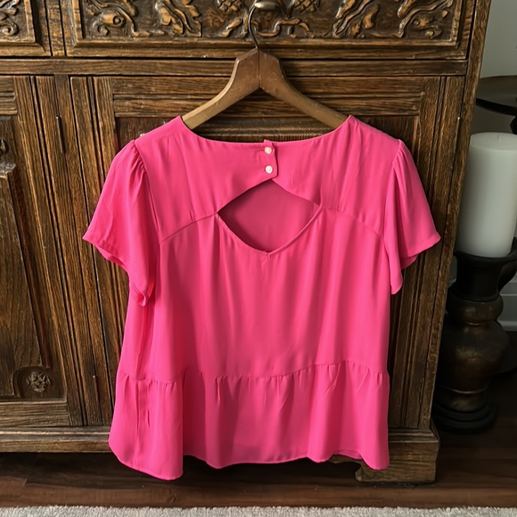 LOFT Spring Pink Peplum Short Sleeve Top - Picture 9 of 9